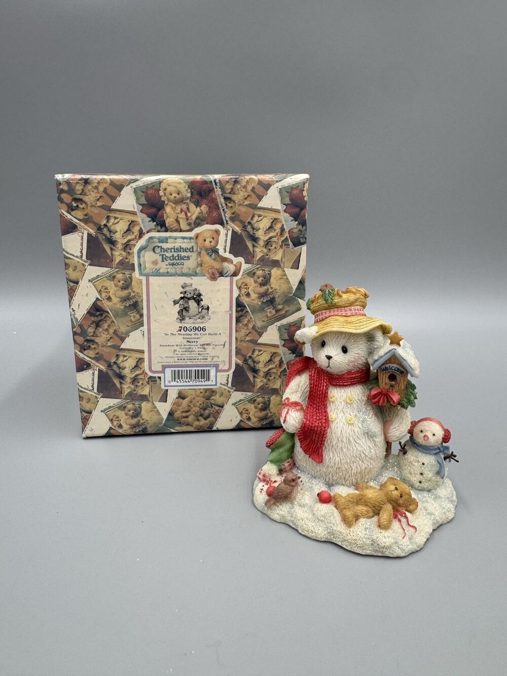 Vintage 2000 Cherished Teddies Bear Figurine Merry 706906 Holiday Decor
